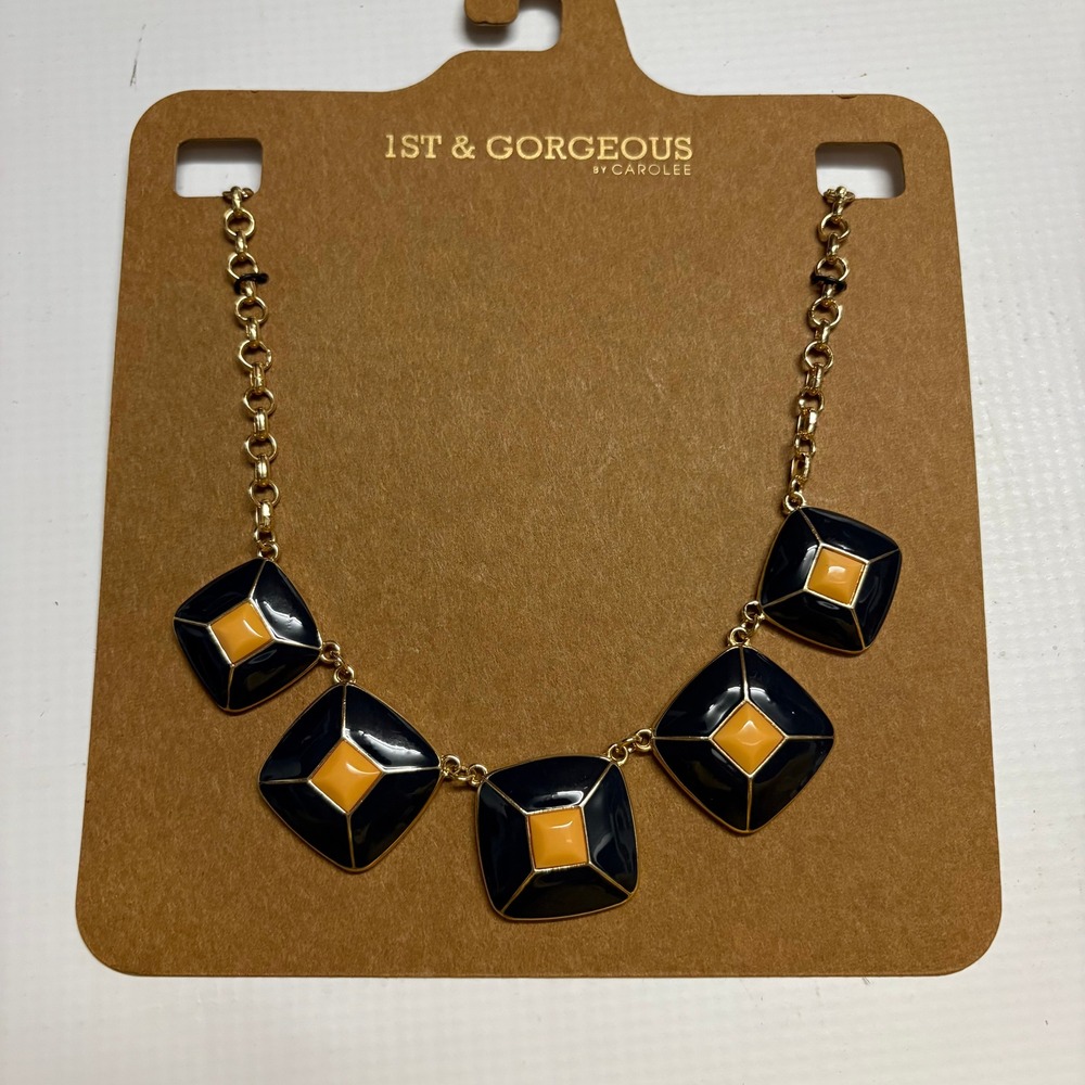 Wholesale Lot of 6 NEW 1st & Gorgeous by Carolee Navy & Gold Statement Necklace
